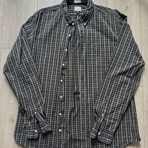 J. Crew Men's Green and Blue Checkered Shirt